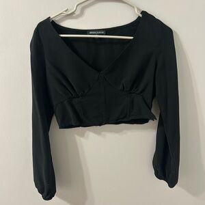 Kendall & Kylie Elegant Black V-Neck Blouse